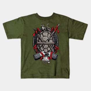 Turtle Family Crest (comic colors) Kids T-Shirt